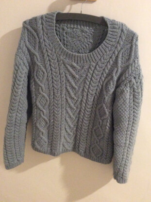 Cable Panelled Sweater in Debbie Bliss Blue Faced Leicester Aran
