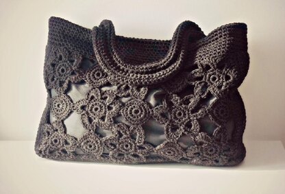 Black Crochet Handle Tote Bag