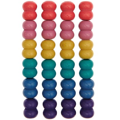 Rico Design Macramé Beads Wood Rainbow Colours 24 Pcs - 85x175x22mm