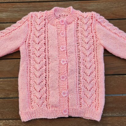 Petunia - Child’s 8ply lace panel cardigan