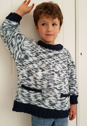 "Tunic with Contrast Edgings" - Tunic Knitting Pattern For Boys in Debbie Bliss Cotton DK and Debbie Bliss Cotton DK Print