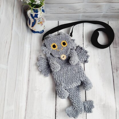 Crochet Pattern Dragon Phone Bag - Whimsical Amigurumi Shoulder Bag Tutorial - Step-by-Step PDF Guide for Beginners - Fantasy Creature Pouch