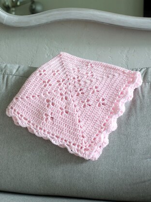 Floral Petal Filet Motif Crochet Baby Blanket