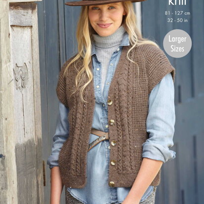 Ladies V Neck Cardigan and Waistcoat Knitted in King Cole Homespun DK - 5792 - Downloadable PDF