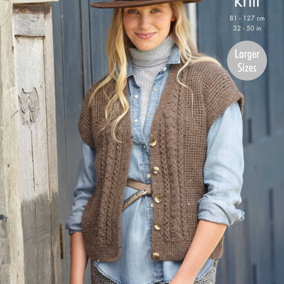 Ladies V Neck Cardigan and Waistcoat Knitted in King Cole Homespun DK - 5792 - Downloadable PDF - knitting pattern