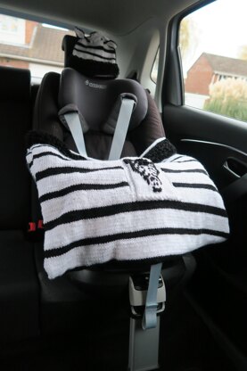 Zebra Car Seat/Pushchair Blanket, Hat & Toy