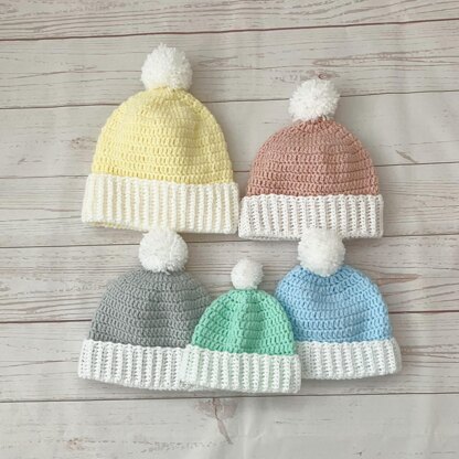 Baby Hat Crochet Pattern ( 5 Sizes ) # 503