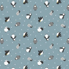 Penguins on Snow Blue with Pearl (SM44.2)