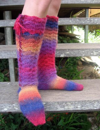 Rainbows and Laces, crochet socks