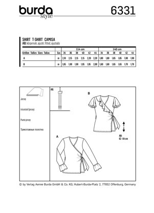 Burda Style Misses' Wrap Top B6331 - Paper Pattern, Size 8-18