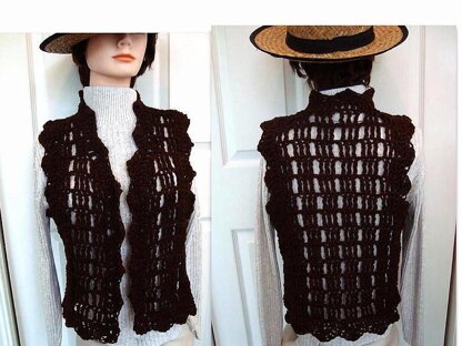 704 CROCHET SHRUG VEST, women and teens