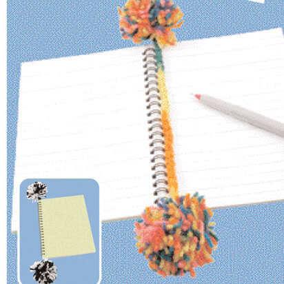 Pom Pom Book Mark in Red Heart Super Saver Economy Prints - WC1648