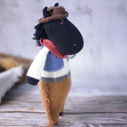 Horse Knitting Pattern -  Knitted Cowboy Horse Finn