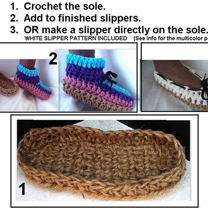 JUTE SOLES FOR SLIPPERS, & Slipper Pattern