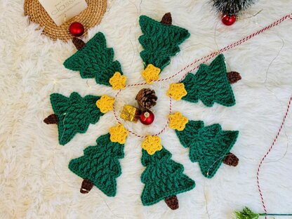 Christmas tree crochet, Christmas tree garland