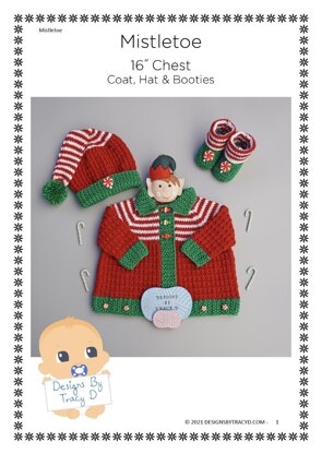 Mistletoe Coat, Elf hat & Booties baby knitting pattern