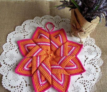 Christmas Star Pot Holder Crochet Pattern