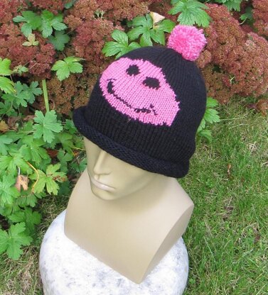 FREE Smiley Roll Brim Bobble Beanie