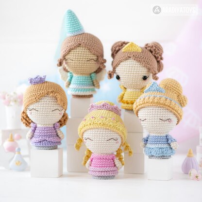 Princess crochet pattern amigurumi doll mini crochet amigurumi pattern princesses PDF Mini Kingdom fairy tale ebook tutorial by AradiyaToys (Olka Novytska)