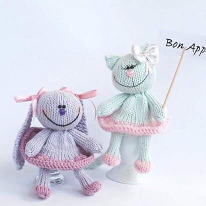 Lilac Bunny and Light pastel green Cat for keeping warm breakfast eggs