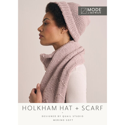 Holkham Hat + Scarf in Mode at Rowan Merino Soft - Downloadable PDF