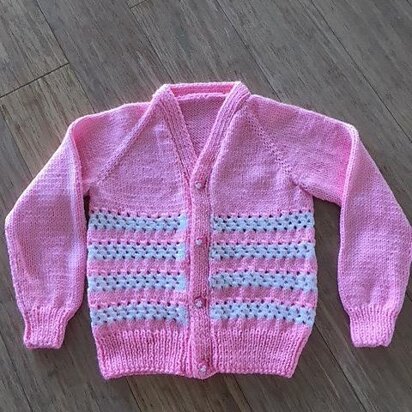 Child's Lacy 'V' Neck Top Down Cardigan 2T - 10y