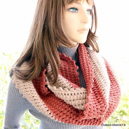 Circle Crochet Scarf Two Colors