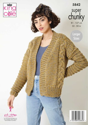 Sweater and Edge To Edge Jacket Knitted in King Cole Big Value Super Chunky Stormy - 5842 - Downloadable PDF