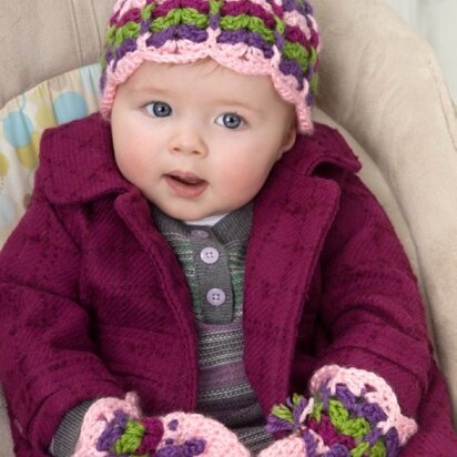 Scalloped Baby Hat and Mittens in Red Heart Soft Solids - LW2495
