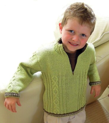 Boys cozy cable jumper with contrasting trim P013