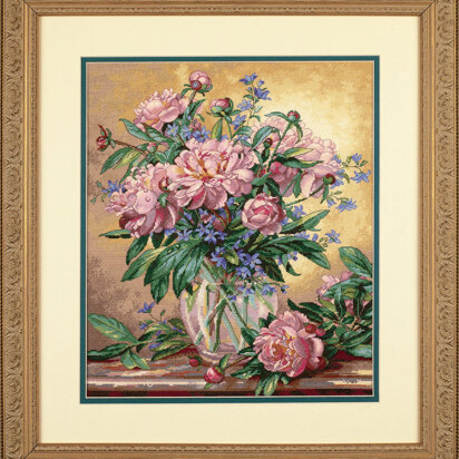 Dimensions Peonies and Canterbury Bells Cross Stitch Kit - 30cm x 36cm