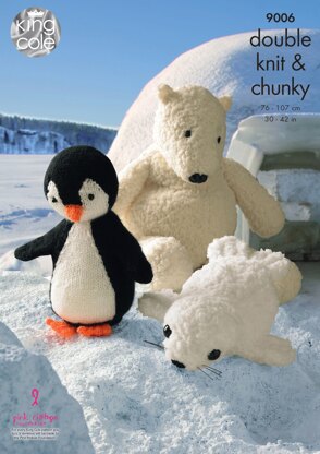 Penguin, Polar Bear and Seal Toys in King Cole DK & Chunky - 9006 - Downloadable PDF