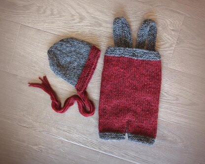 Newborn Knit Bonnet and Overalls