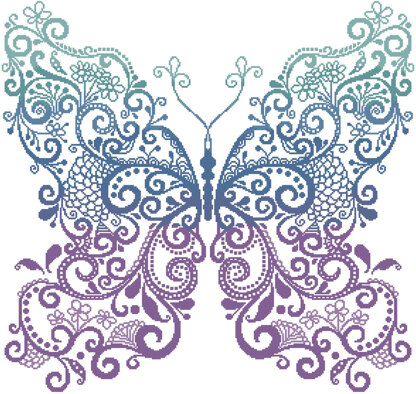 Purple Blue Green Butterfly - #11676