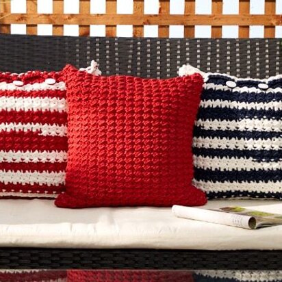 Nautical Stripe Crochet Pillows in Bernat Maker Outdoor Stripes - Downloadable PDF