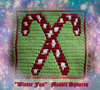 Winter Fun Mosaic Square - Candy Cane