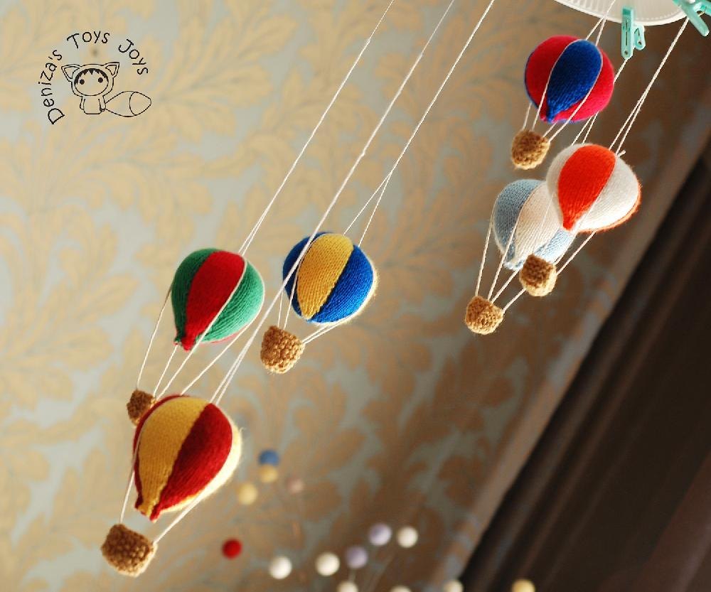 Baby Mobile, Hot Air Balloon Nursery Decor Knitting pattern by