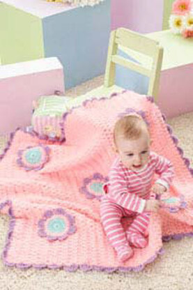 Flowers Blanket in Caron One Pound - Downloadable PDF