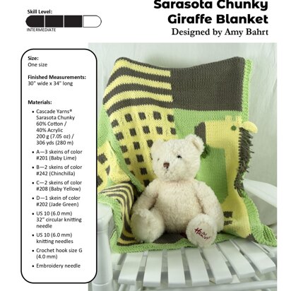 Giraffe Blanket in Cascade Yarns Sarasota Chunky - C343 - Downloadable PDF