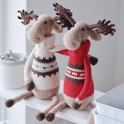 Richard the Moose Crochet Pattern, Reindeer Amigurumi Toy