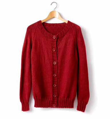 Child's Knit Crew Neck Cardigan in Caron Simply Soft - Downloadable PDF