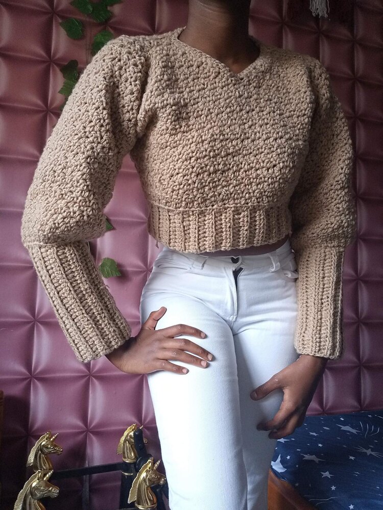 Crochet crop cheap top sweater