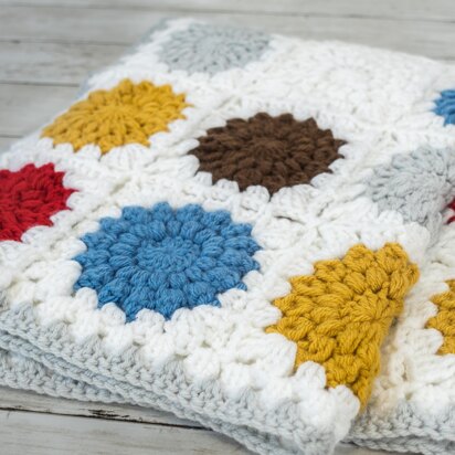 Scandanavia-ish Sunburst Granny Square Crochet Blanket