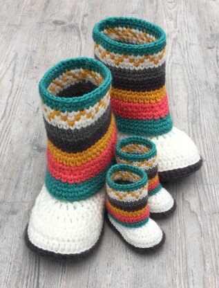 Fair Isle Mukluk Booties Crochet Pattern