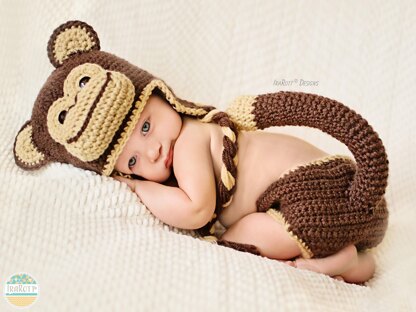 Chip the Monkey Baby Hat and Diaper Cover