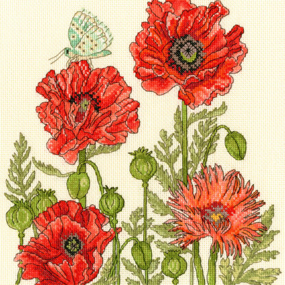 Bothy Threads Poppy Garden Cross Stitch Kit - 25 x 25cm