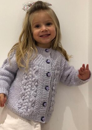 Girls Cable and Bobble Knitted Cardigan (3-24mths)
