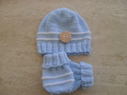 Baby Boy Booties Beanie Mittens