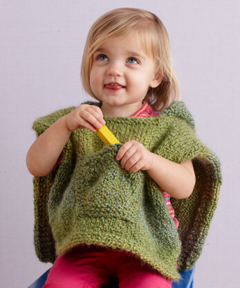 Hooded Baby Poncho in Lion Brand Homespun - 70358B