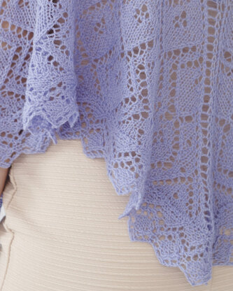 Lace Edged Shawl - Knitting Pattern For Women in Debbie Bliss Rialto Lace